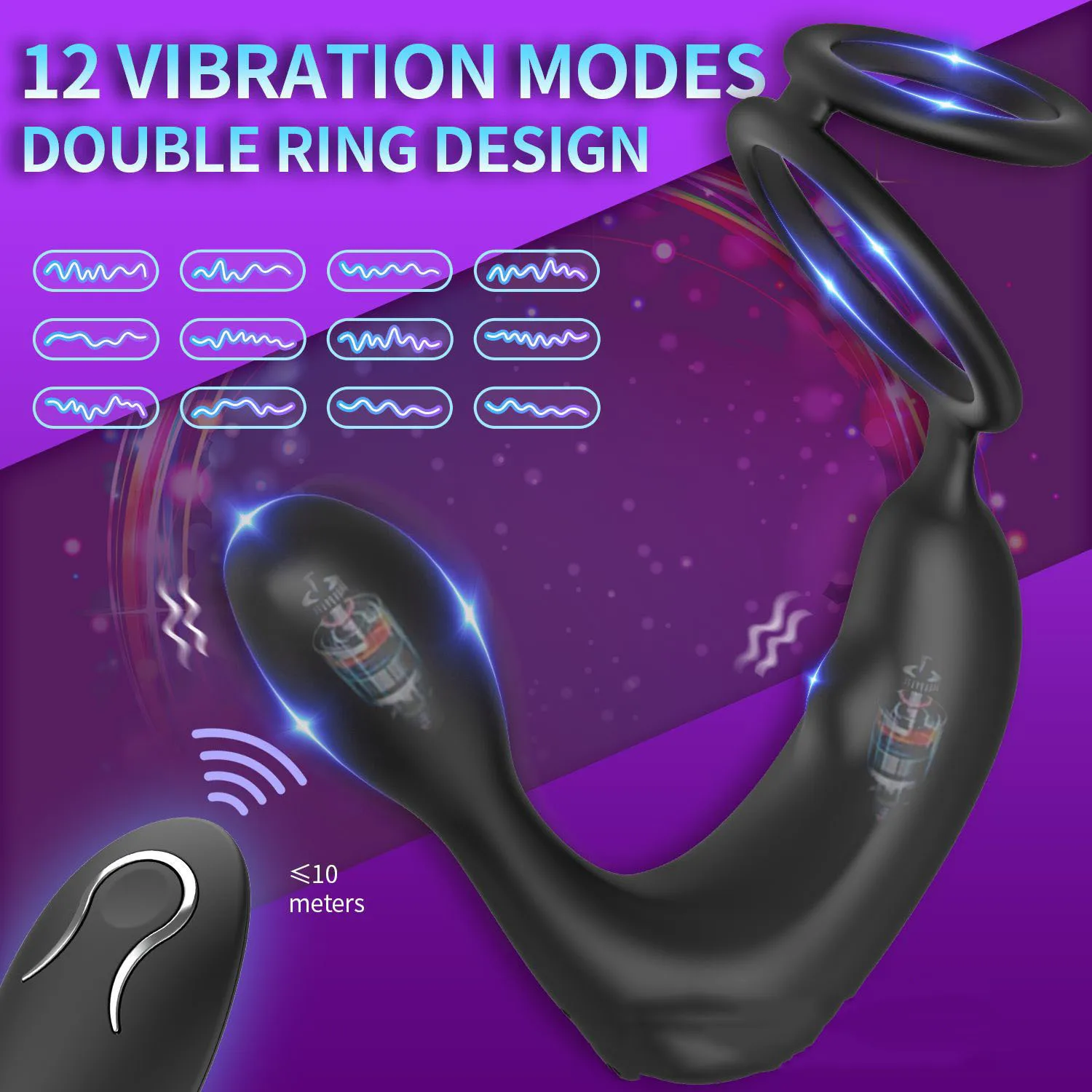 Male Prostate Massager Vibrating Anal Plug with Cock Ring Delay Ejaculation Masturbator Sex Toys Vibrator Anal Vibration for Man