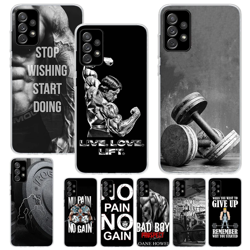 Bodybuilding Gym Fitness Muscle Phone Case for Samsung Galaxy A14 A54 A15 A55 A13 A53 A12 A52 A25 A35 A24 A34 A23 A33 A22 A32 A0