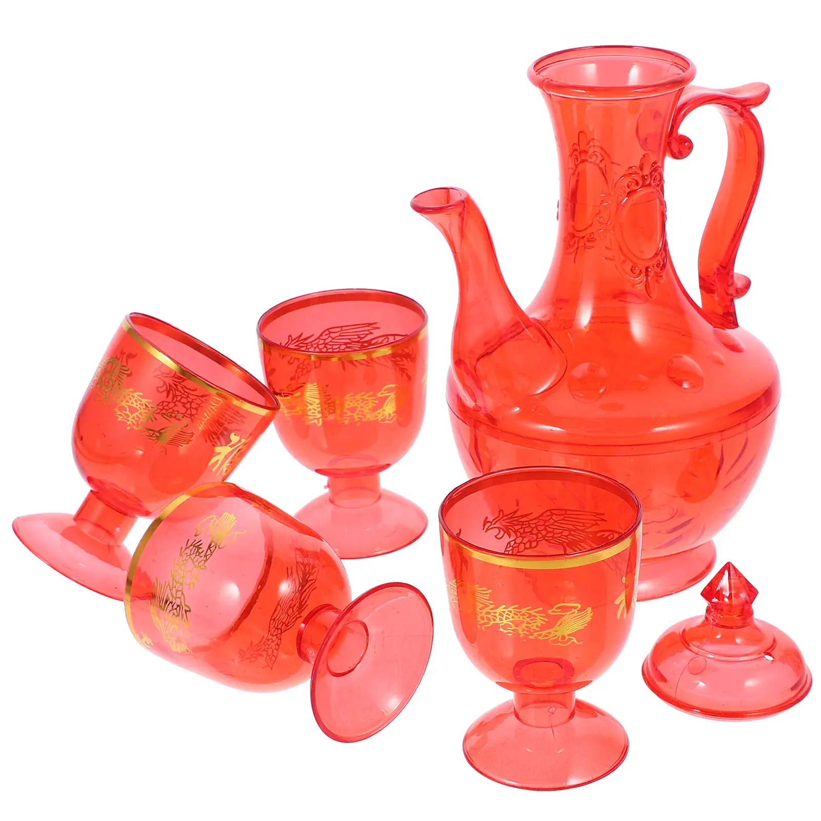 1Set Crystal Offering Cup Kettle Traditional Vintage Design Temple Worship Sacrifice Cup Buddhist