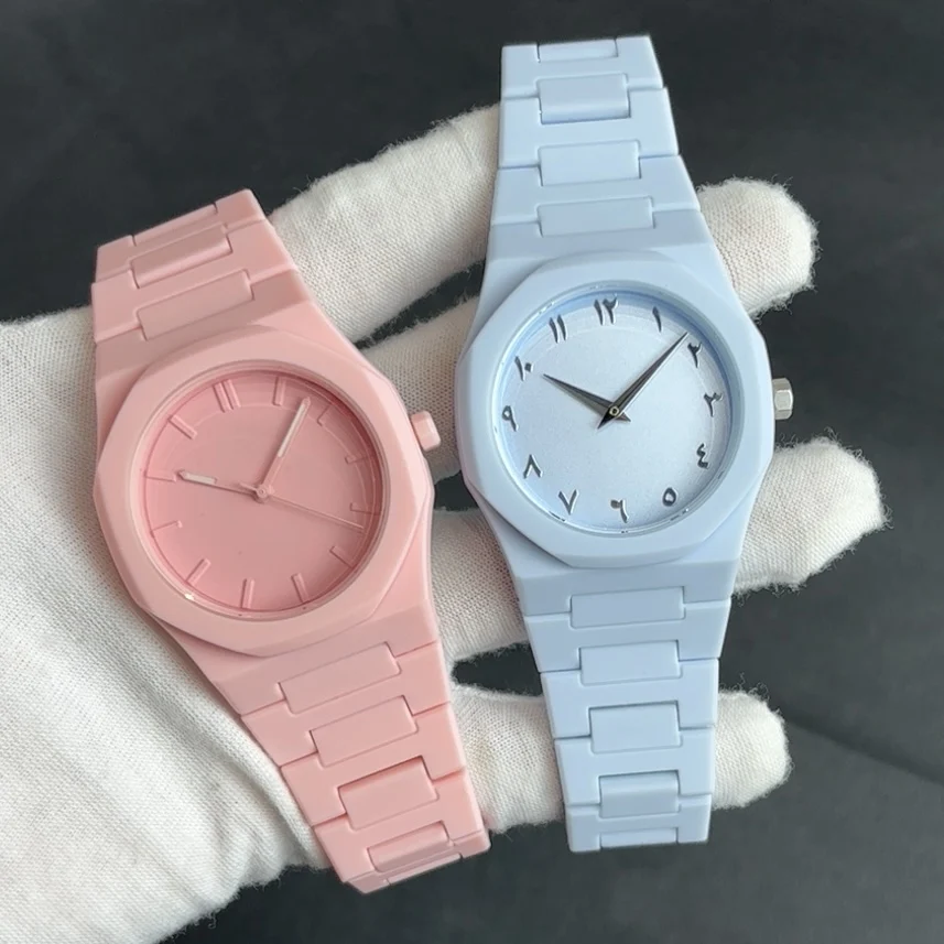

Creative Middle East Arabic Numerals Quartz Watch Plastic Granules Waterproof Watch Unisex Watch Macaron Color Round Dial