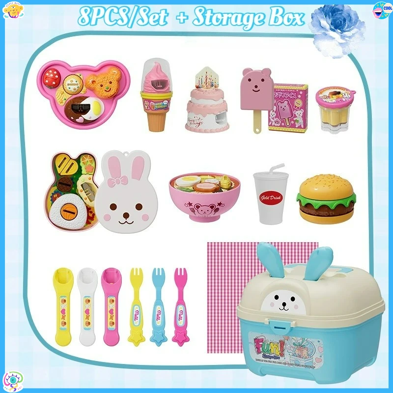 

New 8PCS/Set Simulation Food Feeding Toys with Storage Box - Sweet Rice Ball Feeding Pudding Toy Kids Role Play Early Education