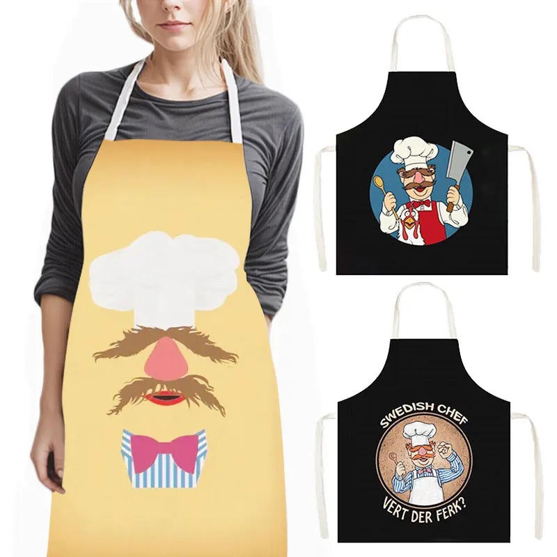 Funny Swedish Chef Kitchen Aprons Vert Der Ferkcook Women Men Home Cleaning Clothing Cooking Pinafore Kindergarten Teacher Apron