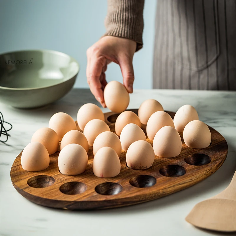 Wooden Egg Storage Box Eggs Tray Home Storage Rack Multi-Compartment Eggs Holder Kitchen Cooking Refrigerator Keep Fresh Tools