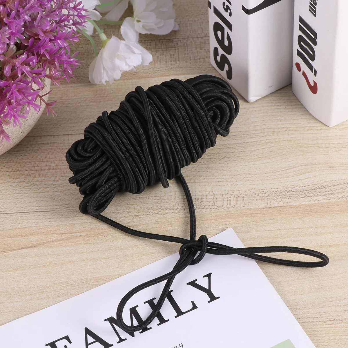 

Elastic Cord Black Round Rope Rubber Band Multi-purpose Straps Stretch Stretchy