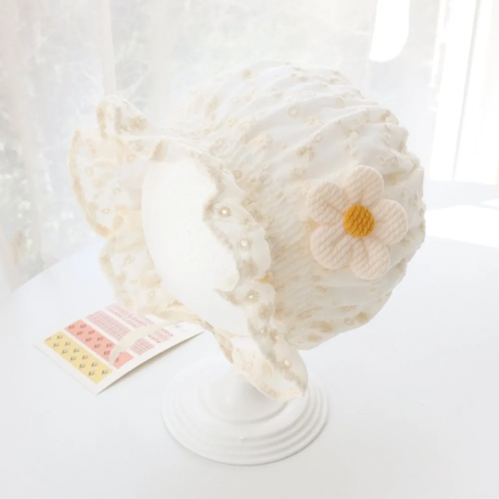 

Infant Lace Baby Fetal Cap Flower Ruffle Bonnet Hat Soft Breathable Sun Hat 3-12 Months