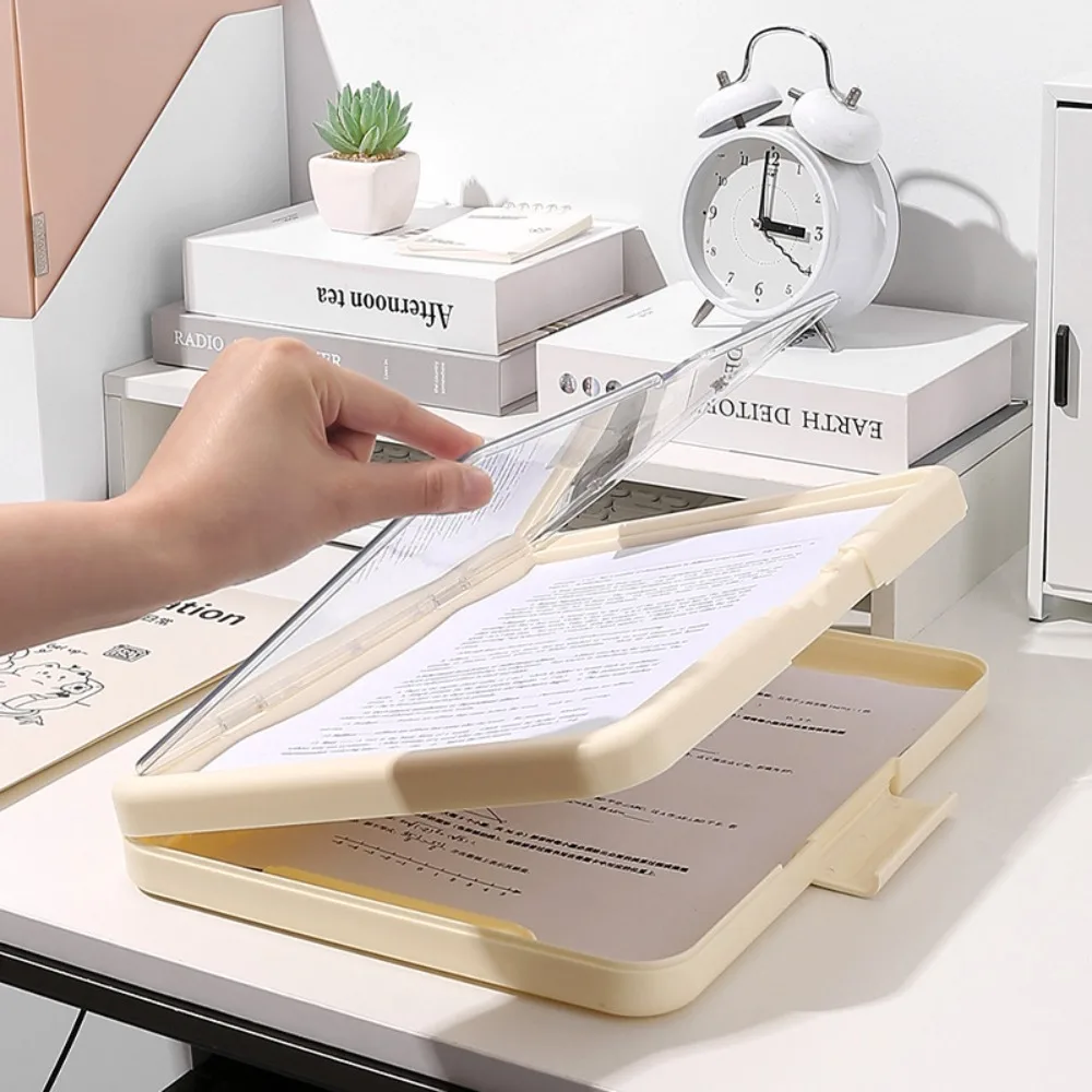 Durable Multi Functional A4 Folder File Organizer Large Capacity Clamp Storage Box Simple Korean Writing Pad School Supplies