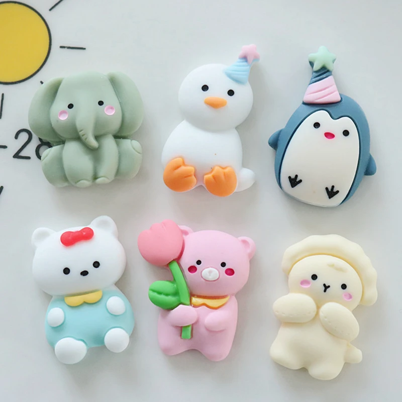 10 Pcs New Lovely Mini Cartoon Elephant And Bear Animal Series Resin Scrapbook Diy Jewellery Hairpin Accessories Decorate Craft