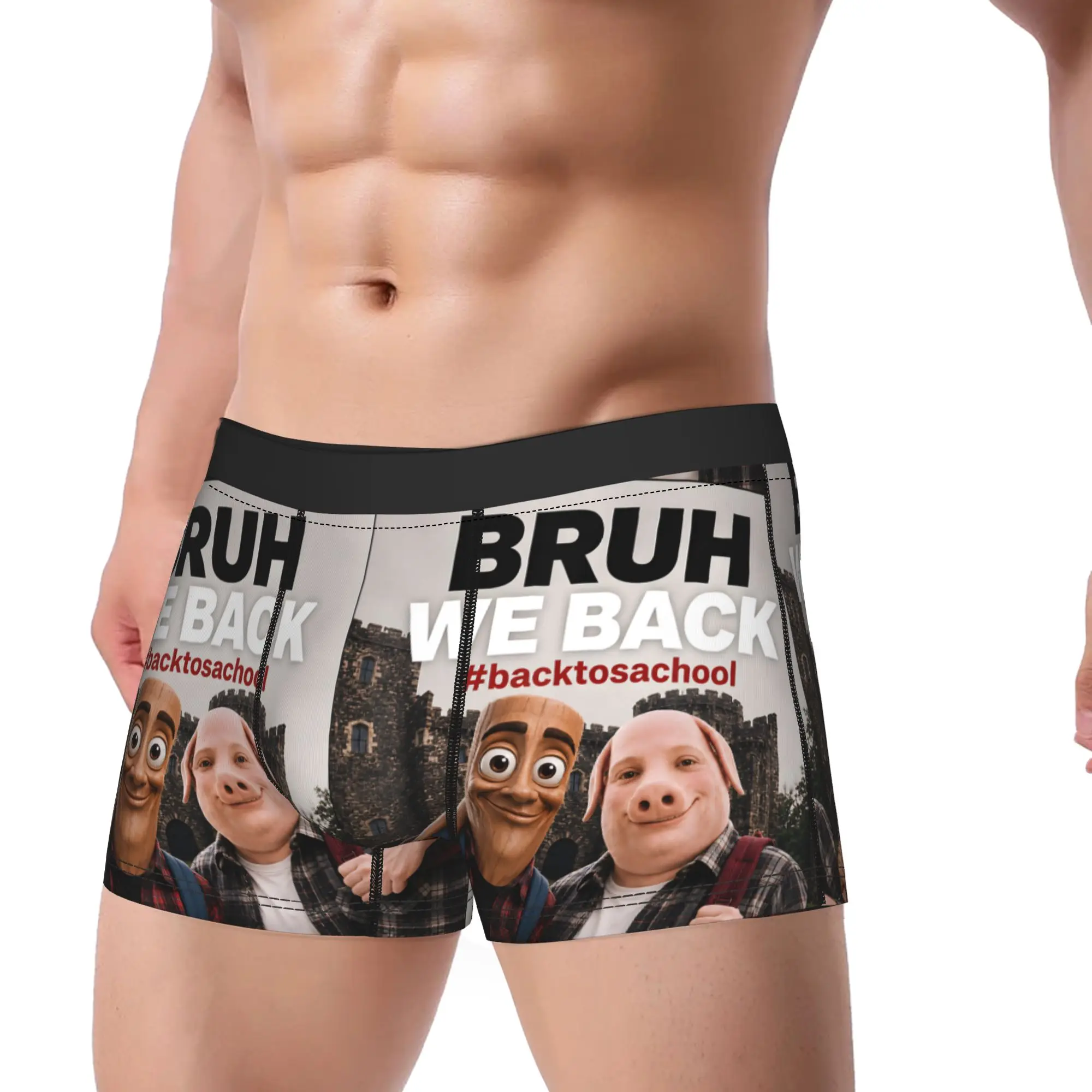 John Pork Tung Tung Tung Sahur Back to School Brainrot Gifts Underwear  Panties Shorts Briefs Men 3D Pouch Oversize Boxer Shorts