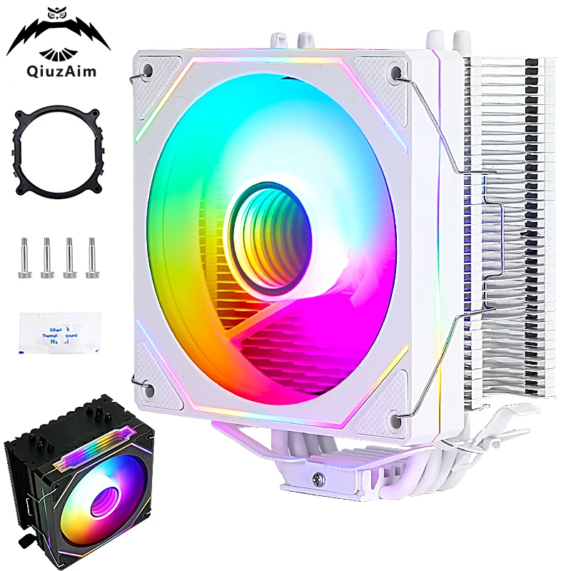 QiuzAim 120mm Fan Tower Type Efficient CPU Cooler 4Pin/PWM PC 4 Heat Pipe Installing LGA 2011 x79 x99 E5 2066 AMD am3 am4 am5