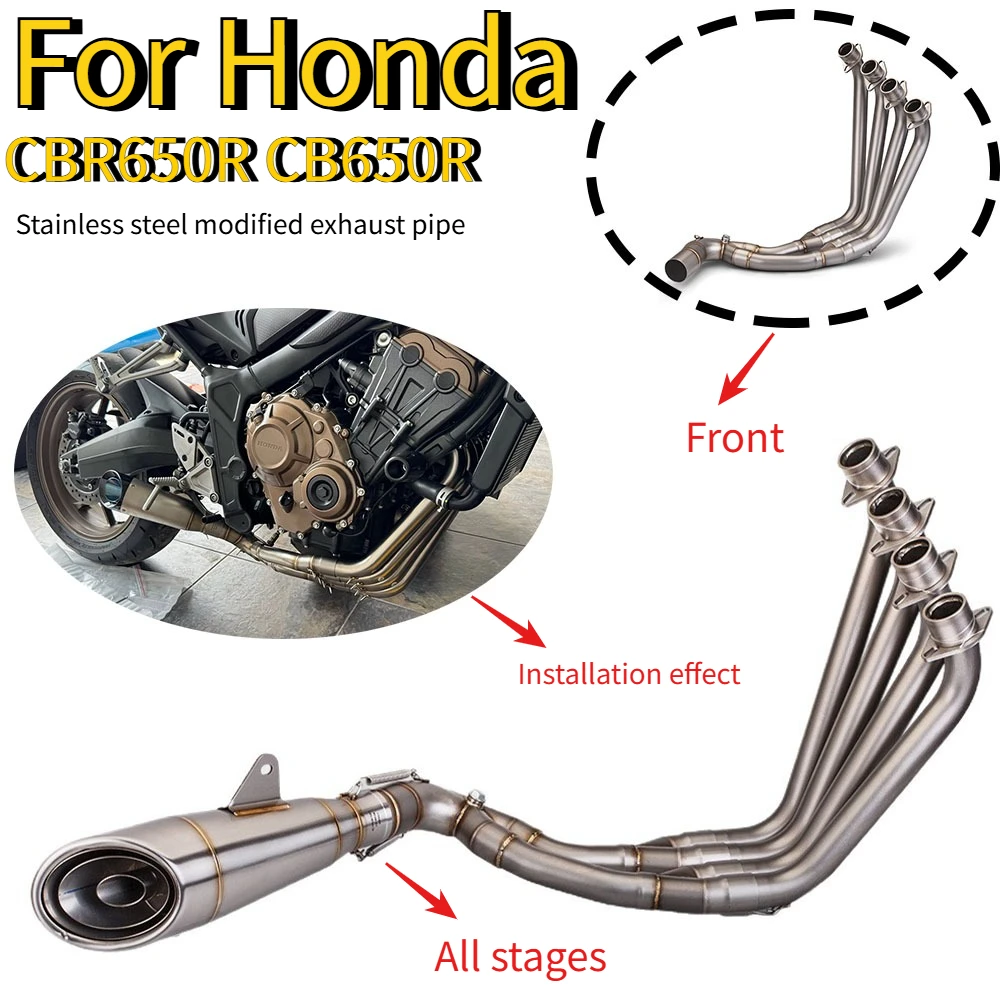 

Complete Set of Racing Exhaust System Front Link Pipe Modification for CBR650R CB650F CB650R CBR650F 2018-2022