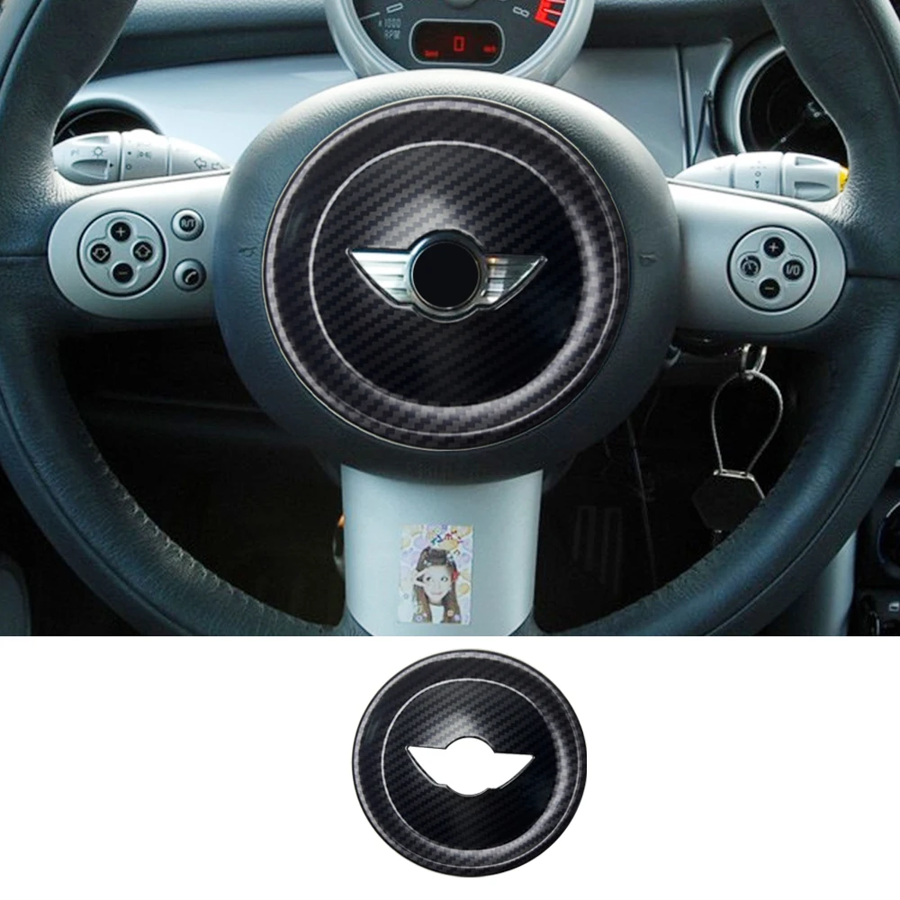 Car Steering Wheel Center Panel Cover Car Sticker For Mini Cooper R50 R52 R53 Car-Styling Interior Trim Auto Accessories