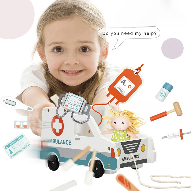 Montessori Educational Wooden Toys Puzzle Baby Play Doctor Creative Games Building Blocks Dollhouse Accessories Diy Girls Toys