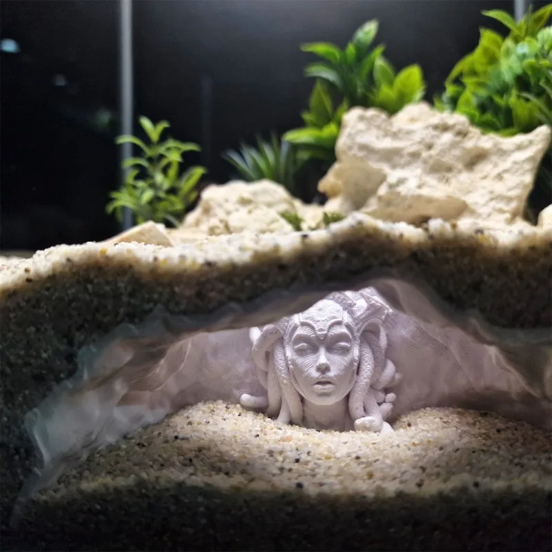 

Aquarium Medusa decoration, fish tank cave ornaments, fish and shrimp hiding house, 3D printed fish tank scenery