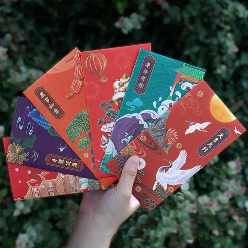 6 pçs 2023 ano novo vermelho envelopes primavera festival sorte dinheiro bênção bolso envelope presente chinês ano novo decorações vermelho envelope