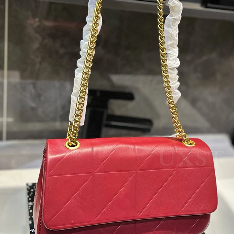 UXST White Chain Bag Luxury Cowhide Texture Shoulder Armpit Bag 2024 Fashion Banquet Elegant Crossbody Small Square Bag Ladies