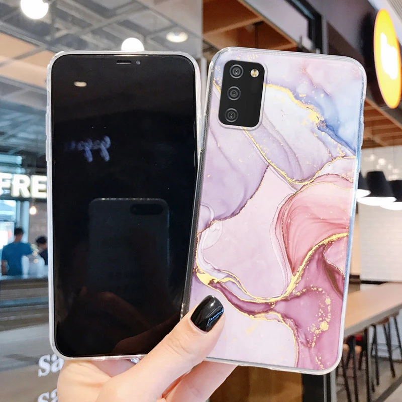 Transparent Back Cover For Samsung Galaxy A02S M02S Case Silicone Soft Clear Capa For Samsung A 02S Fundas Marble Pattern Case image 2