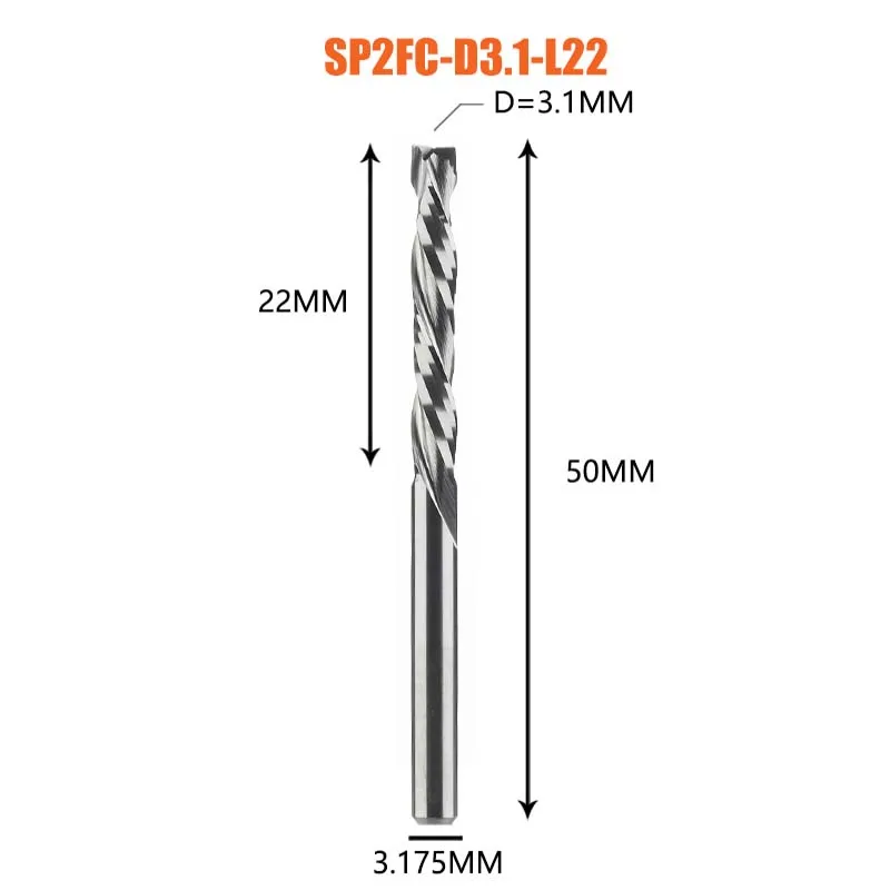 Compressie Frees Houtwerk Up & Down Cut Twee Fluiten Spiraal Carbide Frees Cnc Router Hout End Mill Cutter bits