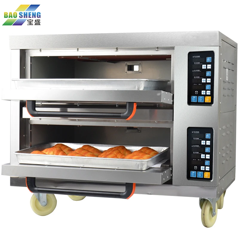 

Professional Digital Display Bread Baking Machine 2 Layers 4 Trays Bakery Machine Commercial Electric Oven With Hot Plate