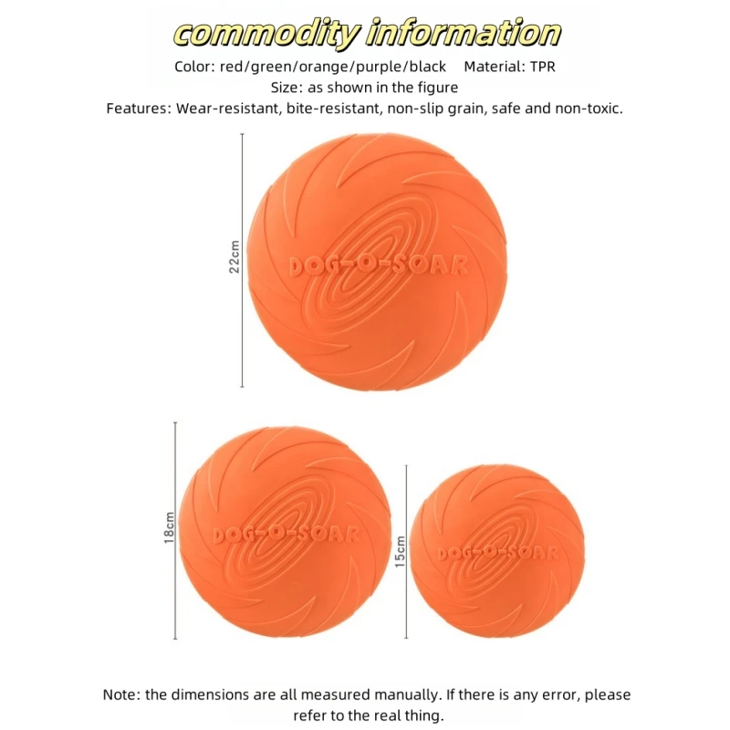 Safety Rubber Toys For Pet Dog Silicone Game Dog Toy Flying Discs Running Trainning Interactive Toys Pet Supplies Flying Disc