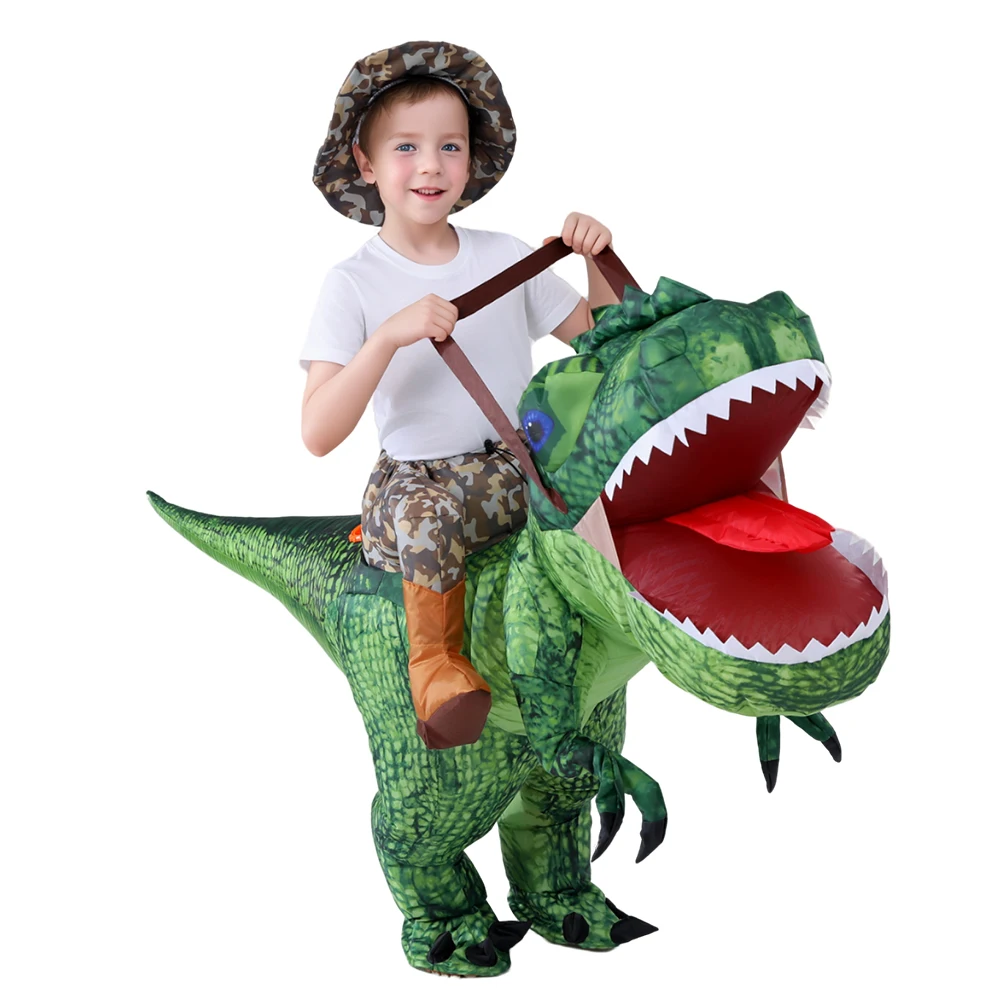 Adult Child Boys Girls Funny Inflatable Dinosaur Costume Riding Tyrannosaurus Rex Cosplay Fancy Dress Kids Halloween Party