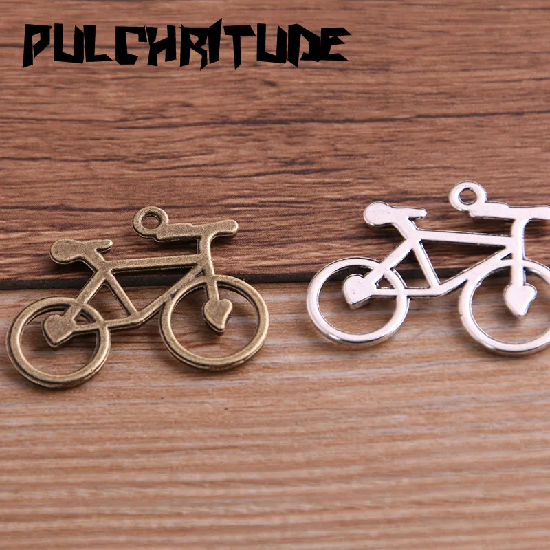 10PCS 24*31mm Metal Alloy Two Color Bicycle Charms Sports Pendants For Jewelry Making DIY Handmade Craft