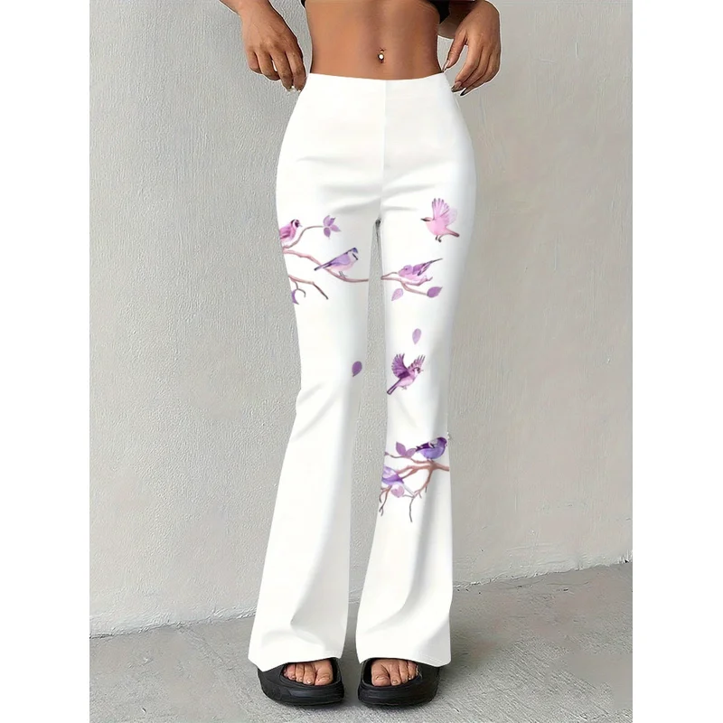 Simple bird-print wide-leg pants, suitable for 7-16 year old teenagers for daily casual street wear