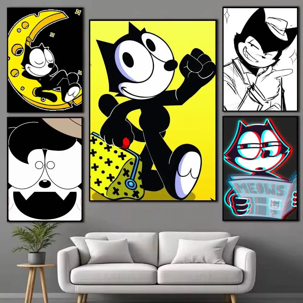 Cartoon F-Felix the C-Cats  Poster High Quality Dorm Living Room Aesthetic Wall Decoration Painting Stickers Gift