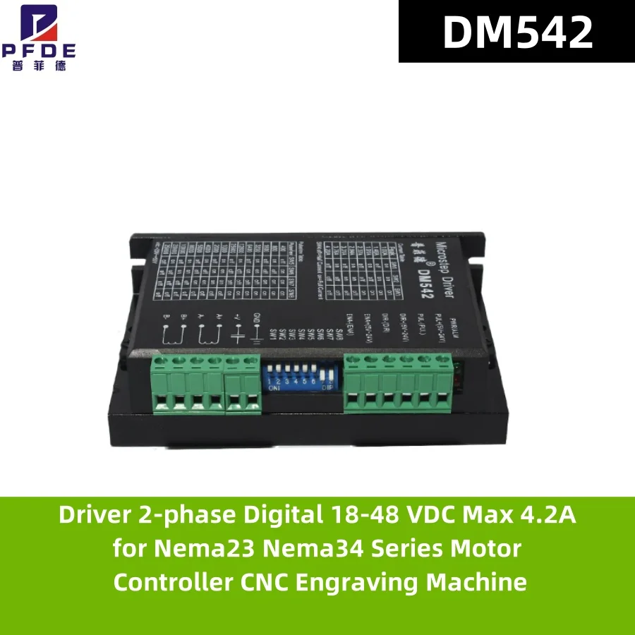 DM542 Stepper Motor Driver 2-phase Digital 18-48 VDC Max 4.2A for Nema23 Nema34 Series Motor Controller CNC Engraving Machine
