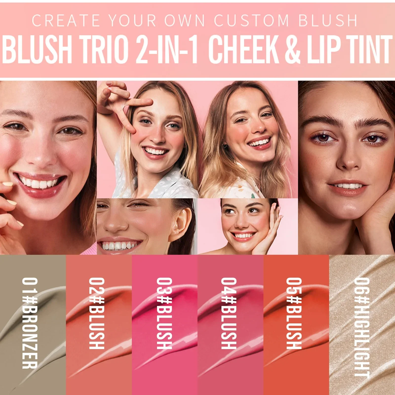 Natural Blusher Cute Korean Makeup for Women Liquid Blush Waterproof Multi-purpose Facial Nourishing Blush Stick Cheek