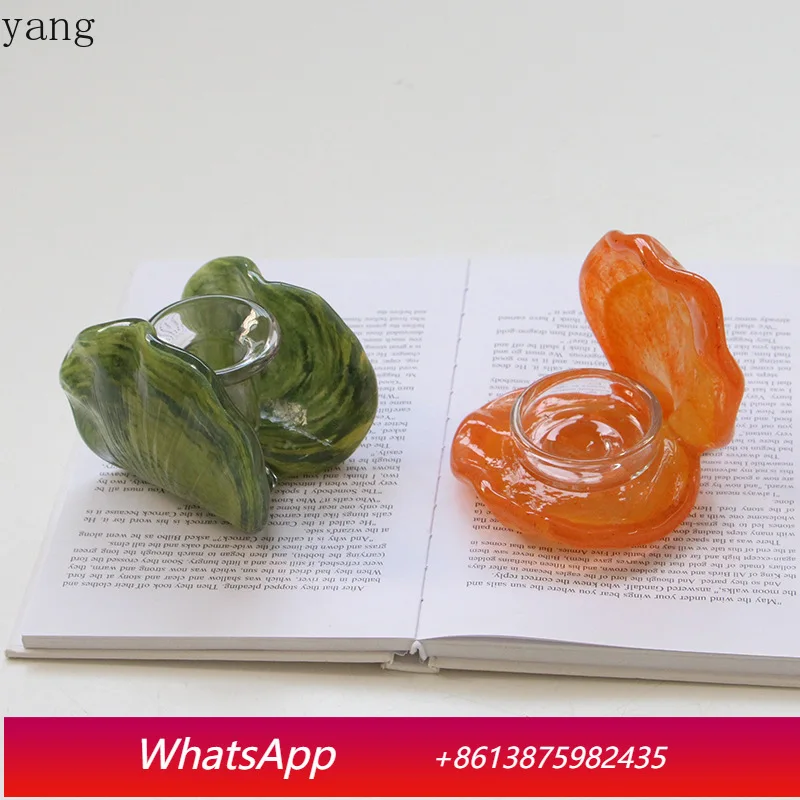 

LMM Creative Flower Mussel Glass Candle Holder Complex Medieval Creative Dining Table Atmosphere Candle Holder