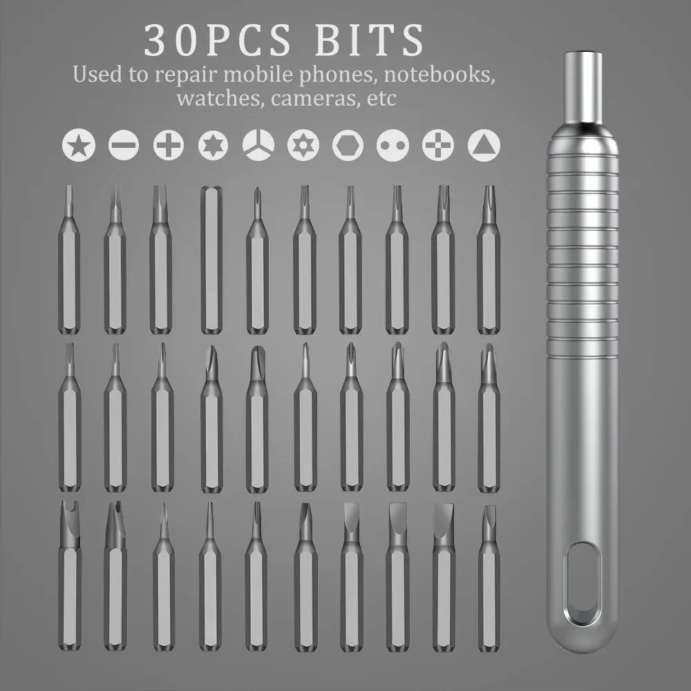 

31 in 1 MINI Screwdriver Set with 30 Alloy S2 Steel Bits Repair Tool Kit for Laptop Camera Smartphone DIY Precision Computer