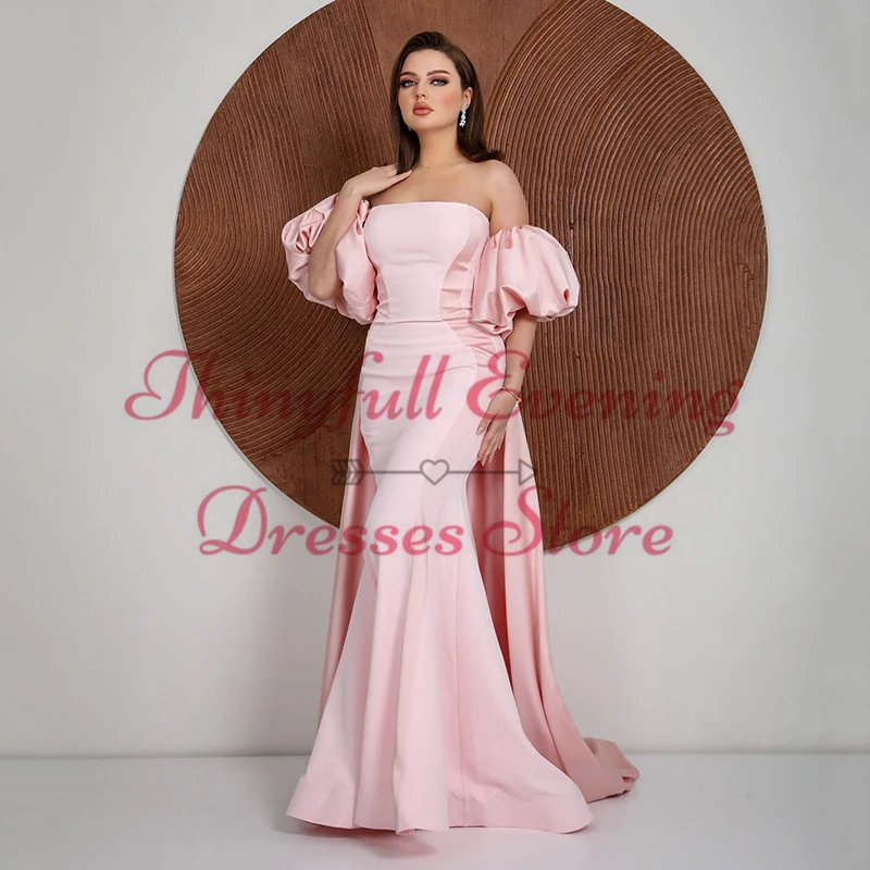 Thinyfull 2025 Sexy Mermaid Prom Evening Dresses Saudi Arabia Lantern Sleeve Dress Formal Night Cocktail Prom Gowns Custom Size