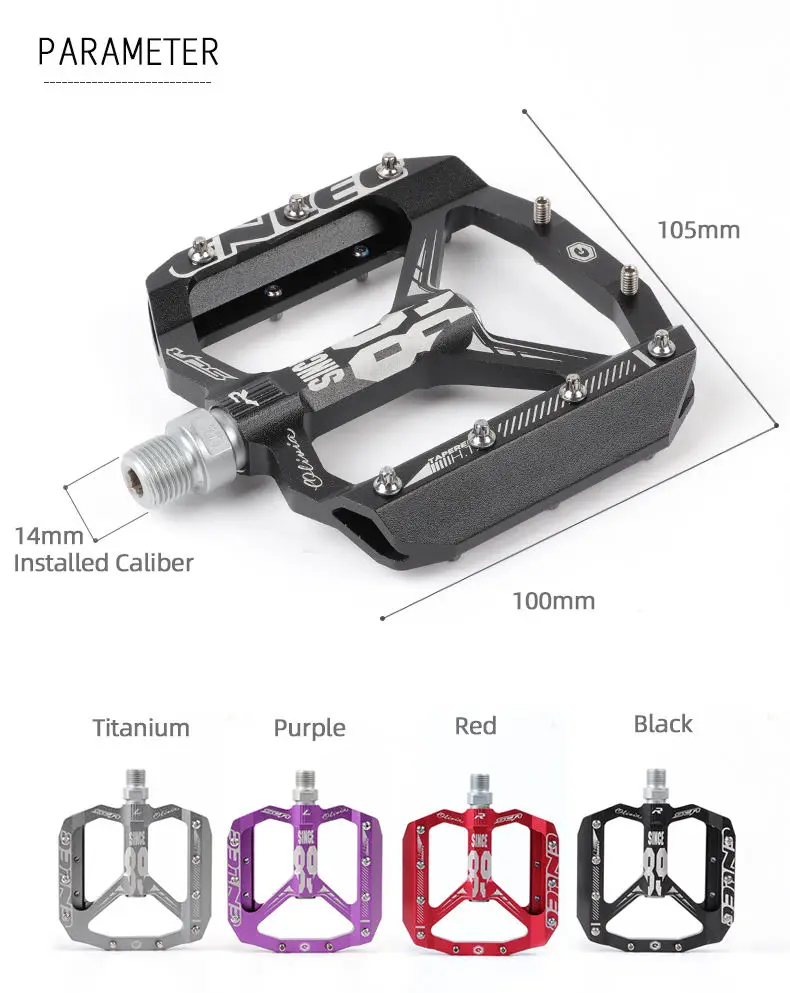 ENLEE Ultralight Bicycle Pedal All CNC MTB DH XC Mountain Bike Pedal L7U Material+DU Bearing Aluminum Pedals Bike Accessories