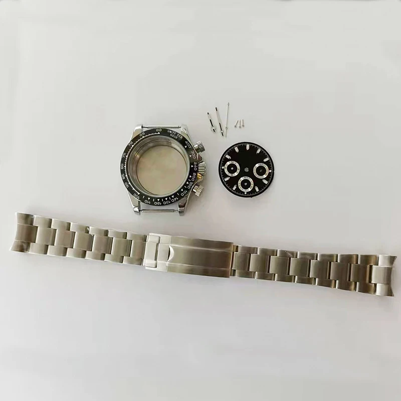 

316 Stainless Steel Black Steel Ring 40MM Mechanical Watch Case Dial Hands Set Compatible With 3836 Thickened Mirror Surface
