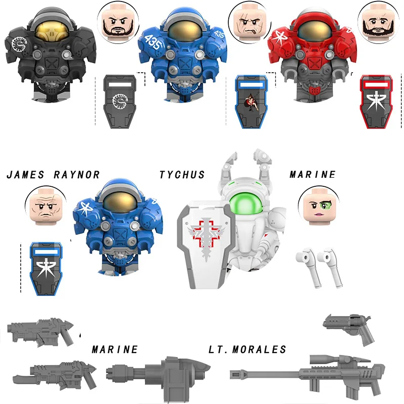 

Sci-Fi Space Marine Style Building Blocks, Mech Armor Action Figures, DIY Assembly Model Kit Gift for Game Fans