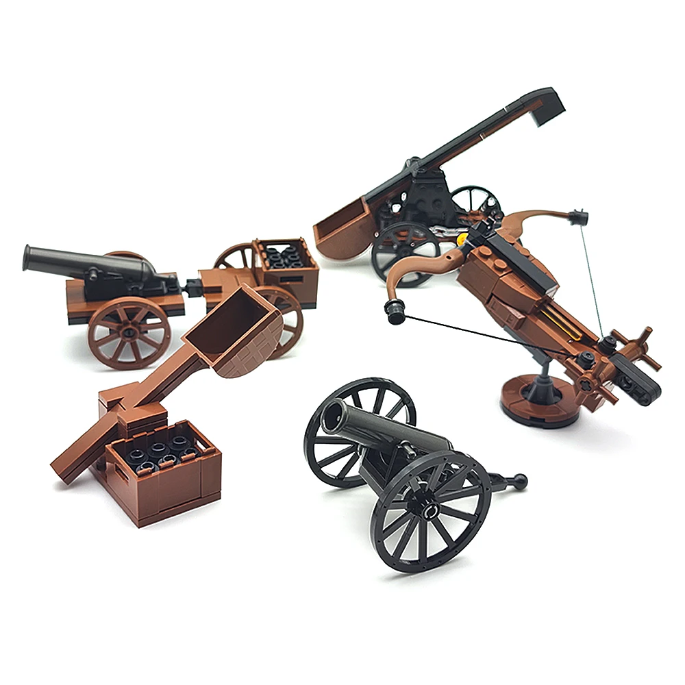 

Medieval building blocks crossbow chariot cannon trebuchet castle siege weapon MOC retro equipment tools children's toys gift