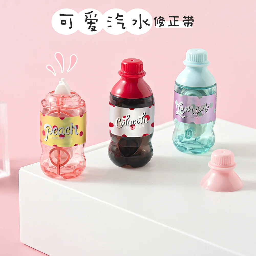 Cinta de corrección con forma de botella de Soda Kawaii, herramientas alteradas para estudiantes, escuela, oficina, Corrector Kawaii, suministros de