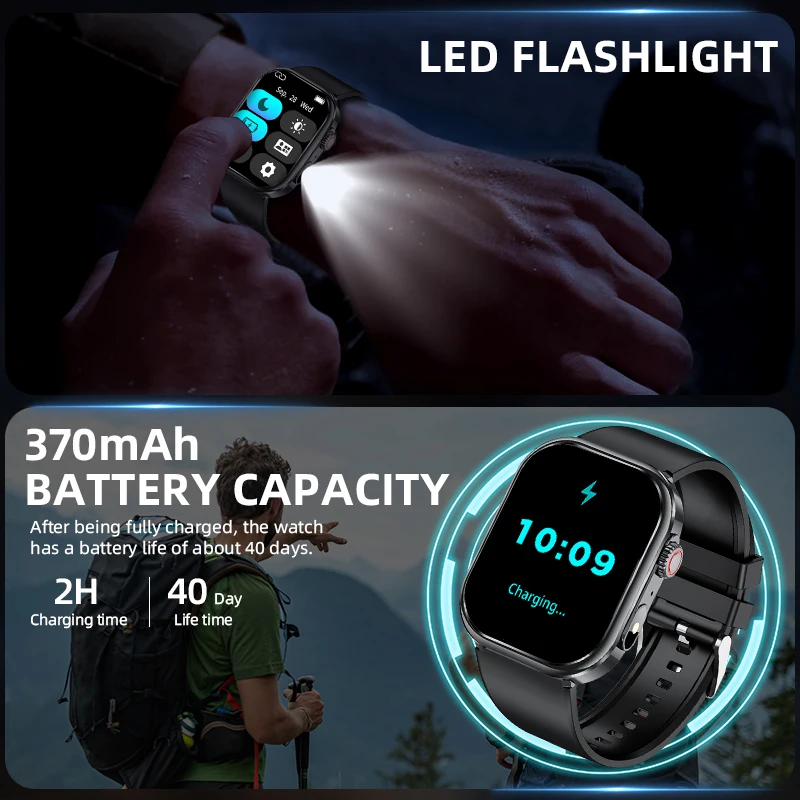 LIGE New Smartwatch Men Women AI Voice Bluetooth Call Sport Fitness Health Monitor Watches 2.01” HD Large Screen Smart Watch Man