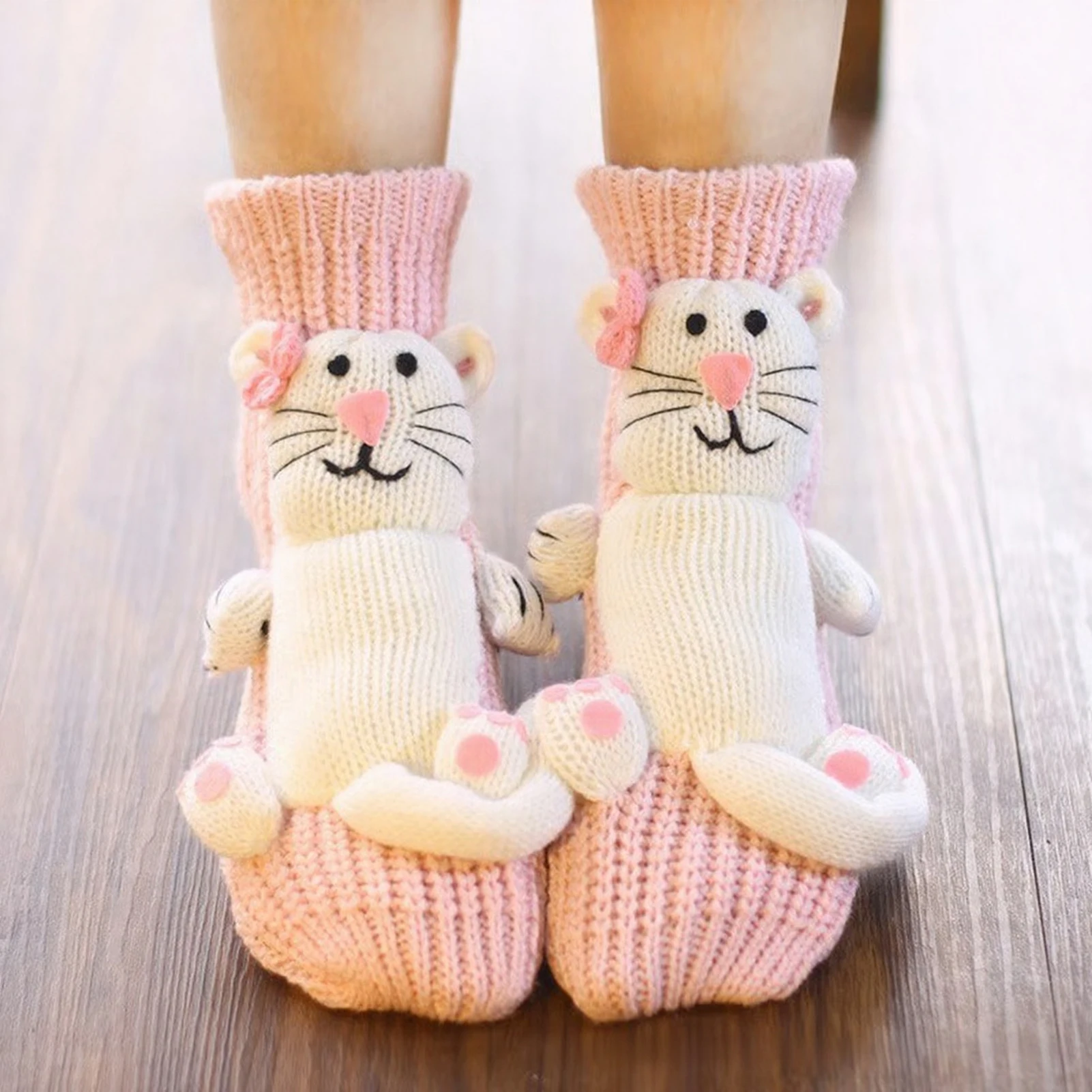 

25 Colors 3D Knitted Animal Cute Socks Cozy Fuzzy Thick Warm Plush Kawaii Socks for Women Teens Kids Home Winter Christmas Gift