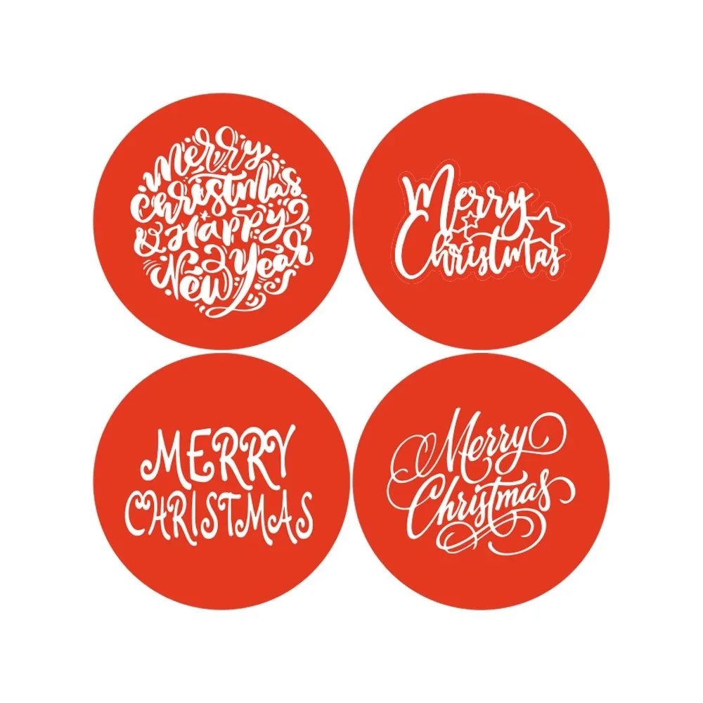 25MM Round Red Christmas Greeting Stickers For Small Bussiness Gift Box Sealing Label Holiday Decoration Packaging Supplies Bulk