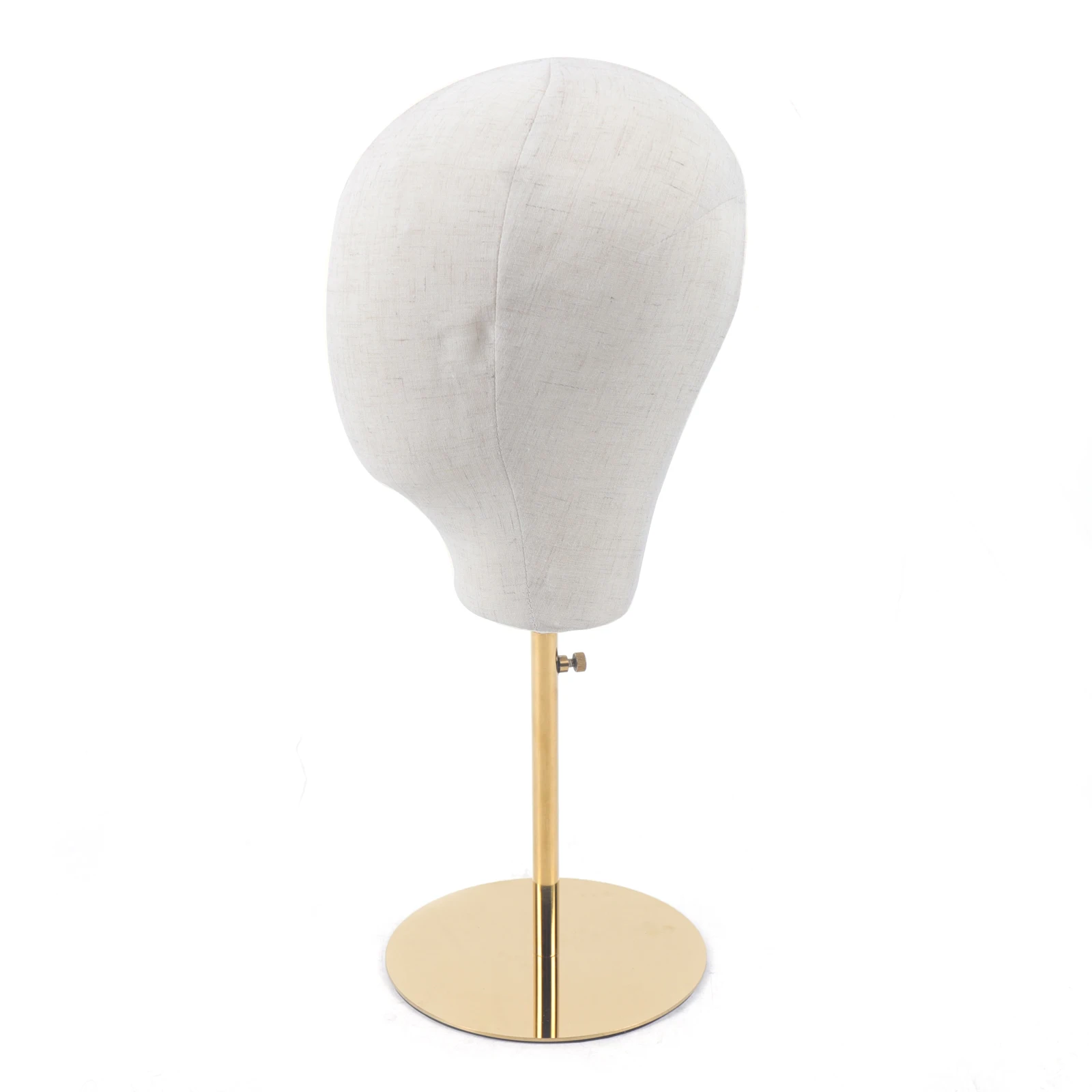 White Gold Modern Countertop Adjustable Mannequin Head PU Linen Stainless Steel Electroplated Craft Height Adjustable 46-66cm 54cm Head Circumference Mannequin Bust Stand For Wigs Hats Hair Accessories Salon Display Storage