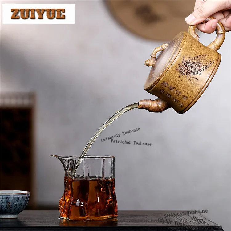 340ml Zen Yixing Purple Clay Teapots Master Handmade Large Caliber Pot Raw Ore High Temperature Section Mud Kettle Zisha Tea Set