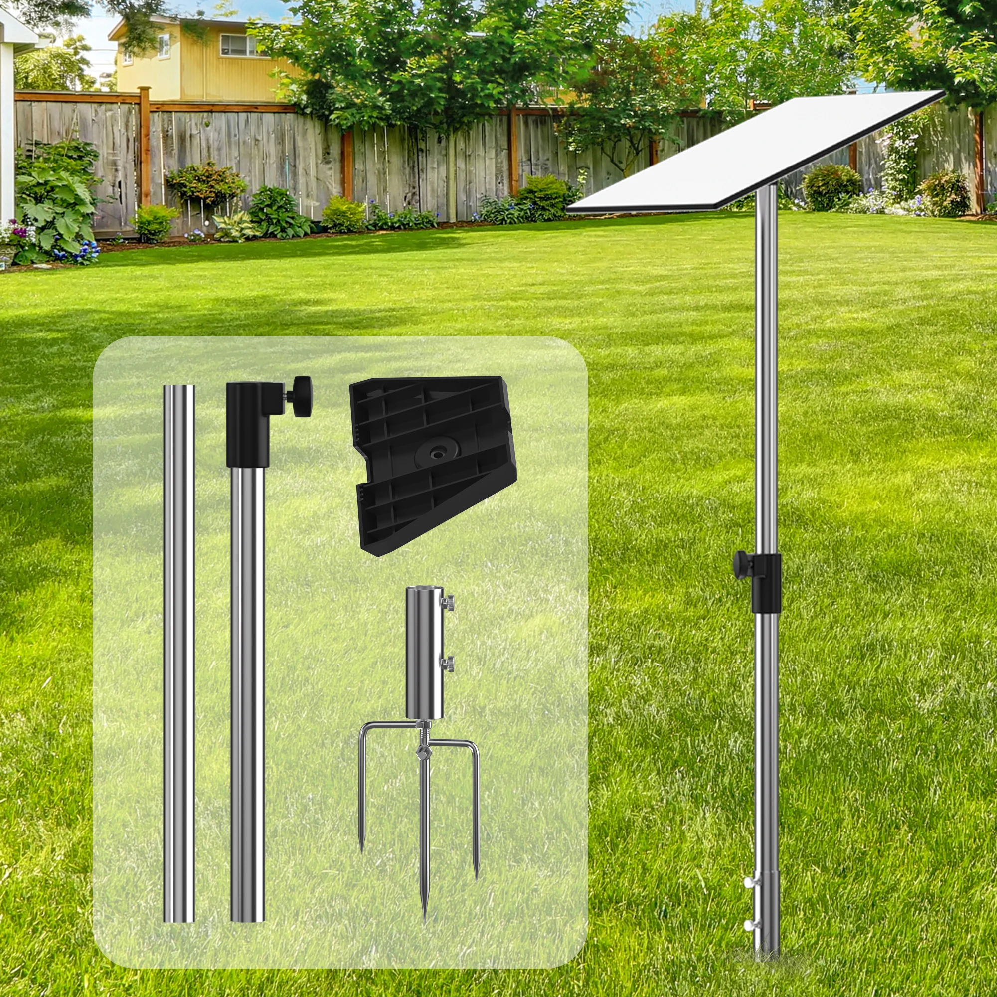 Starlink Gen 3/Standard 4/4X Ground Pole Mount -Heavy Duty Stainless Steel Ground Stand-Adjustable Height -Pipe Adapter Included