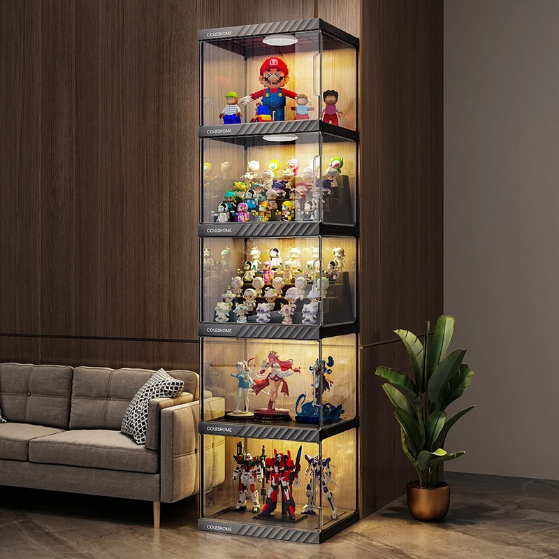 Figure display cabinet Lego building block transparent storage box household imitation acrylic toy dust model display shelf