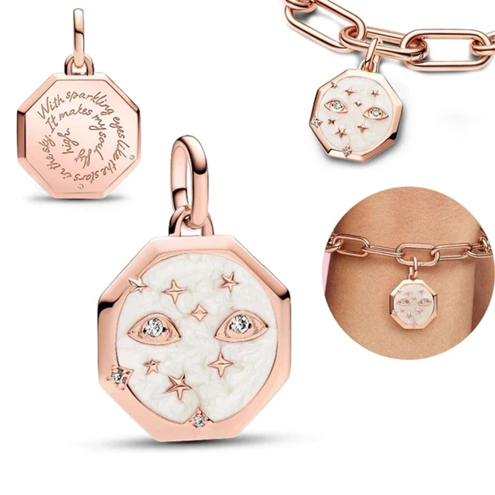 New 925 sterling silver Me series gold heart-shaped lucky clover pentagram mini pendant fitted bracelet women's jewelry gift