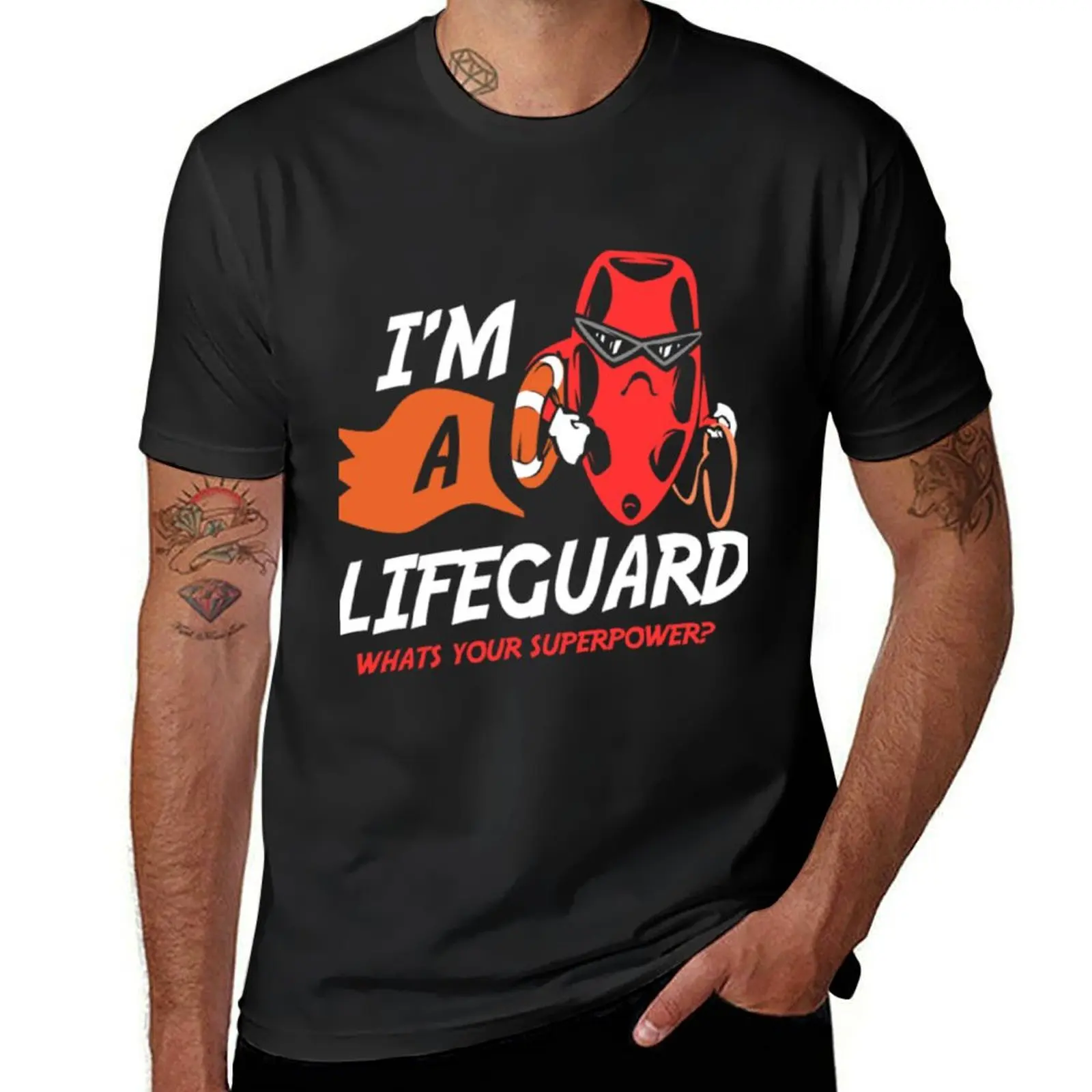 

Lifeguards jobs lives your power T-Shirt oversized summer top mens graphic t-shirts hip hop