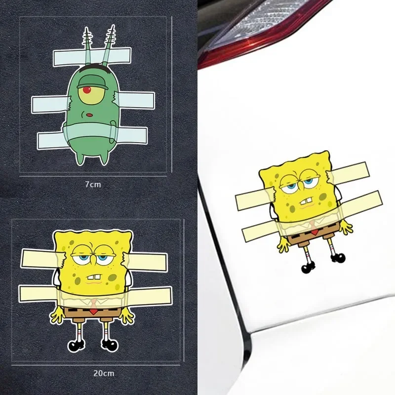 SpongeBob Plankton Car Sticker Anime Motorcycle Decoration Cute Scratches Cover Cartoon Funny Waterproof Auto Occlusion Stickers