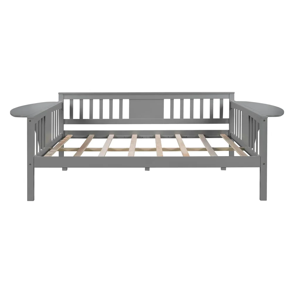 

Wood Full size beds, Pine Wood Full Size Daybed with Tables for Bedroom, Gray Children Beds