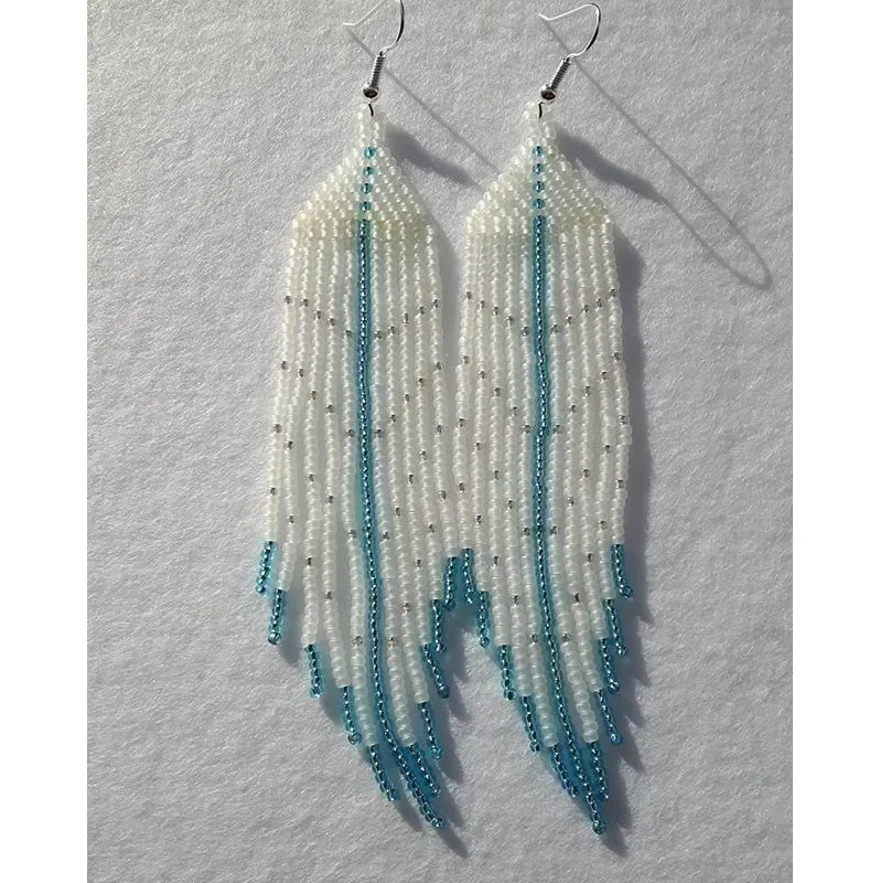 Beaded earrings Tassel Personality Bohemia female Original Hand-woven Trend  Geometry Simple Pattern Rice bead earrings