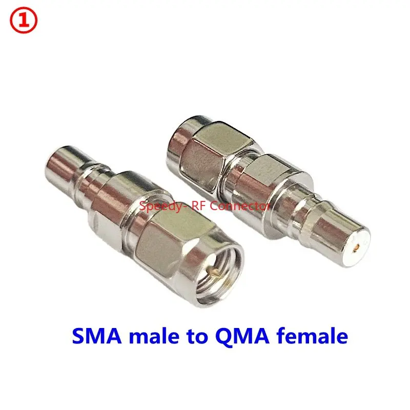 Adaptador QMA a SMA, conector SMA macho hembra a QMA macho hembra, ángulo recto de 90 grados, coaxial RF, latón niquelado, entrega rápida